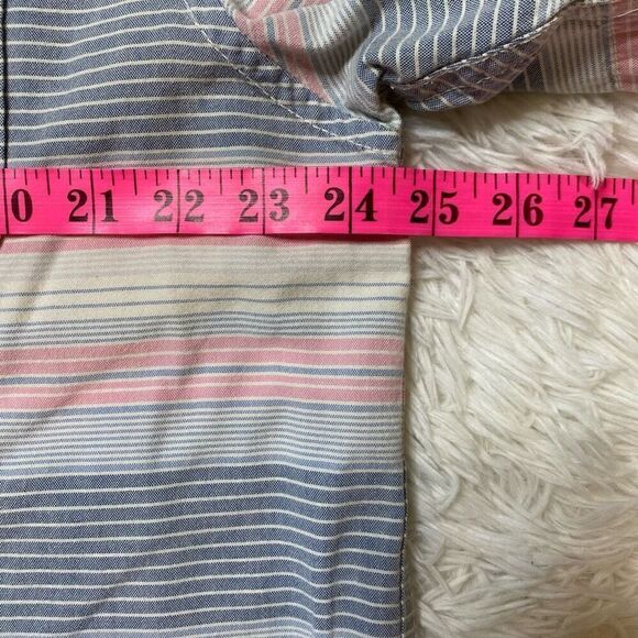 Tommy Bahama Shirt 100% Cotton Stripe Pink Blue Short Sleeve Hawaiian Camp Fishi - Picture 6 of 8